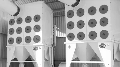 CYM Materiales CART 24H cartridge dust collector CYM CART 24H dust collector with 6 horizontal filter cartridges installed at Siderca Argentina Tenaris Group