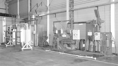 CYM Materiales turnkey CNG cylinder reconditioning plant CYM Materiales turnkey plant for periodic CNG GNV cylinder recertification with integrated shot blasting machine