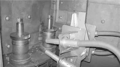 CYM Materiales shot peening pinions rotary table Scania Argentina CYM Materiales shot peening bevel pinions rotary table uniform coverage Scania Argentina heavy transmission gears